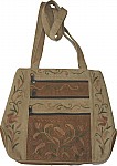 Suede Leather Embroidered Handbag Purse