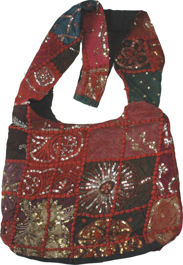 Patchwork and Sequins Handbag Purse