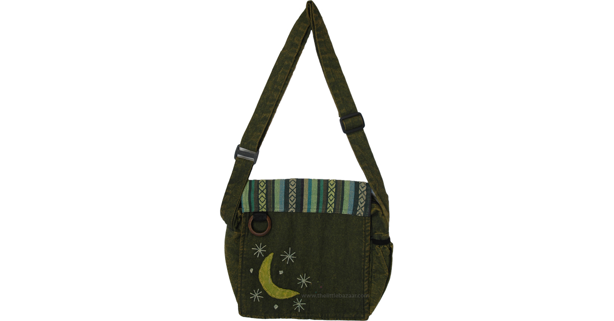 Green Moon Selenophile Shoulder Bag | Purses-Bags | Green | Bohemian