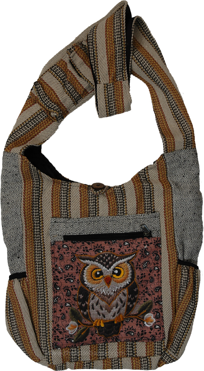 Mountain Owl Woven Hippie Side Sling Bag