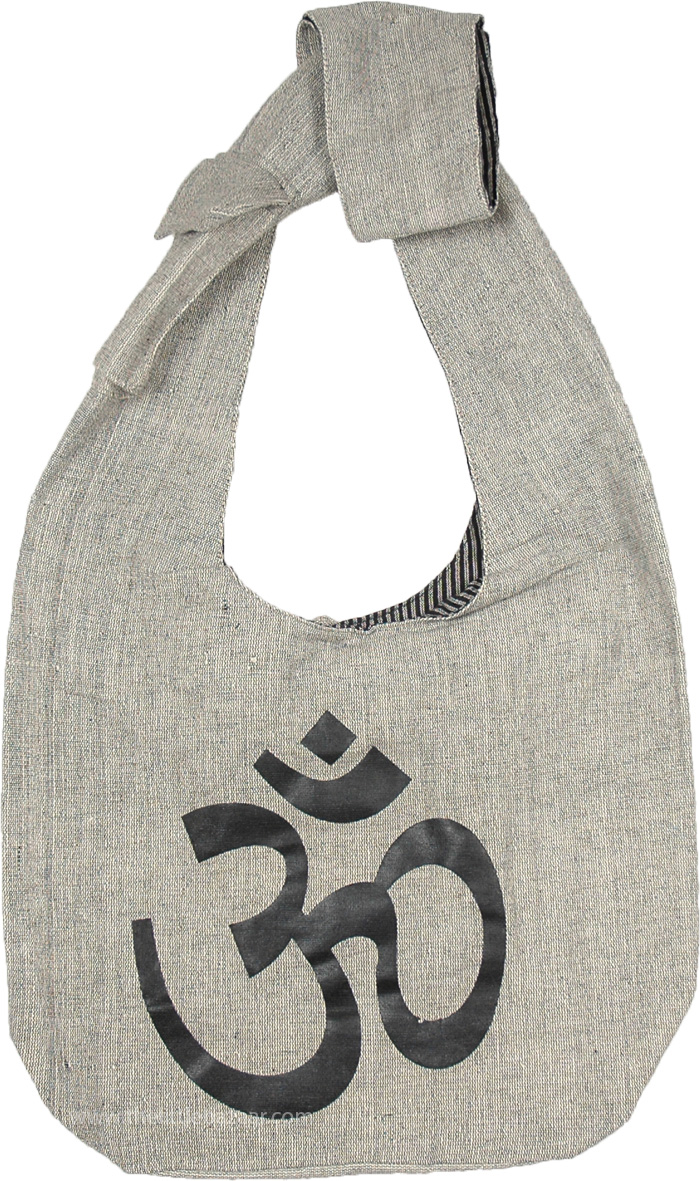 Rudyard Kipling Serie van bak Yoga Om Symbol Shoulder Bag in Grey and Black | Purses-Bags | Grey |  Pocket, Yoga, Vacation, Beach, Gift