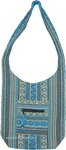 Carpet Weave Indian Sling Bag in Sky Blue Color with Front Pocket [6090]