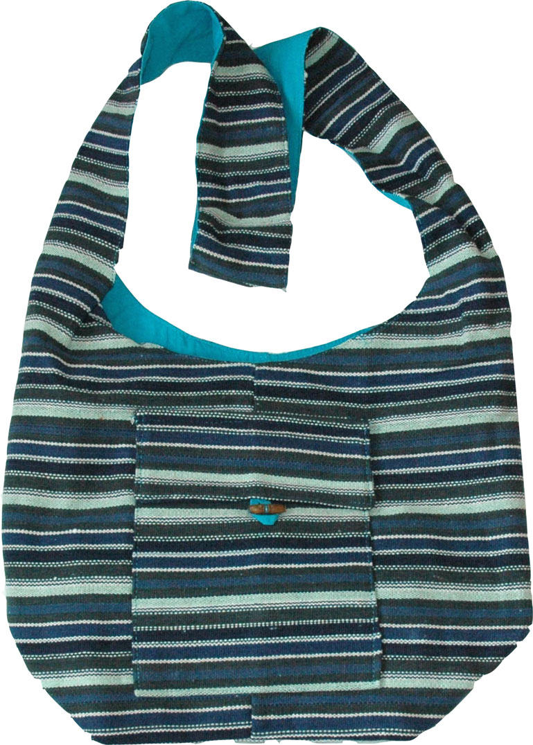 Blue Striped Shoulder Sling Bag