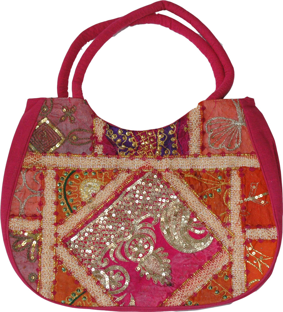 Patchwork and Sequins Shoulder Bag