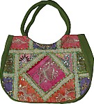 Sequined Green Shoulder Bag