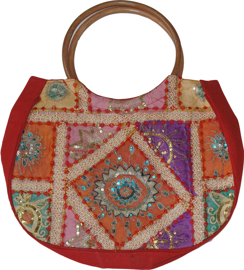 Red Patchwork Sequined Bag