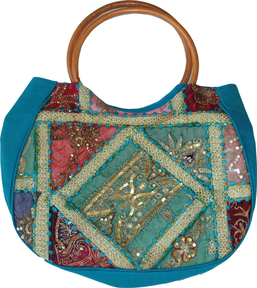 Blue Patchwork Sequined Bag