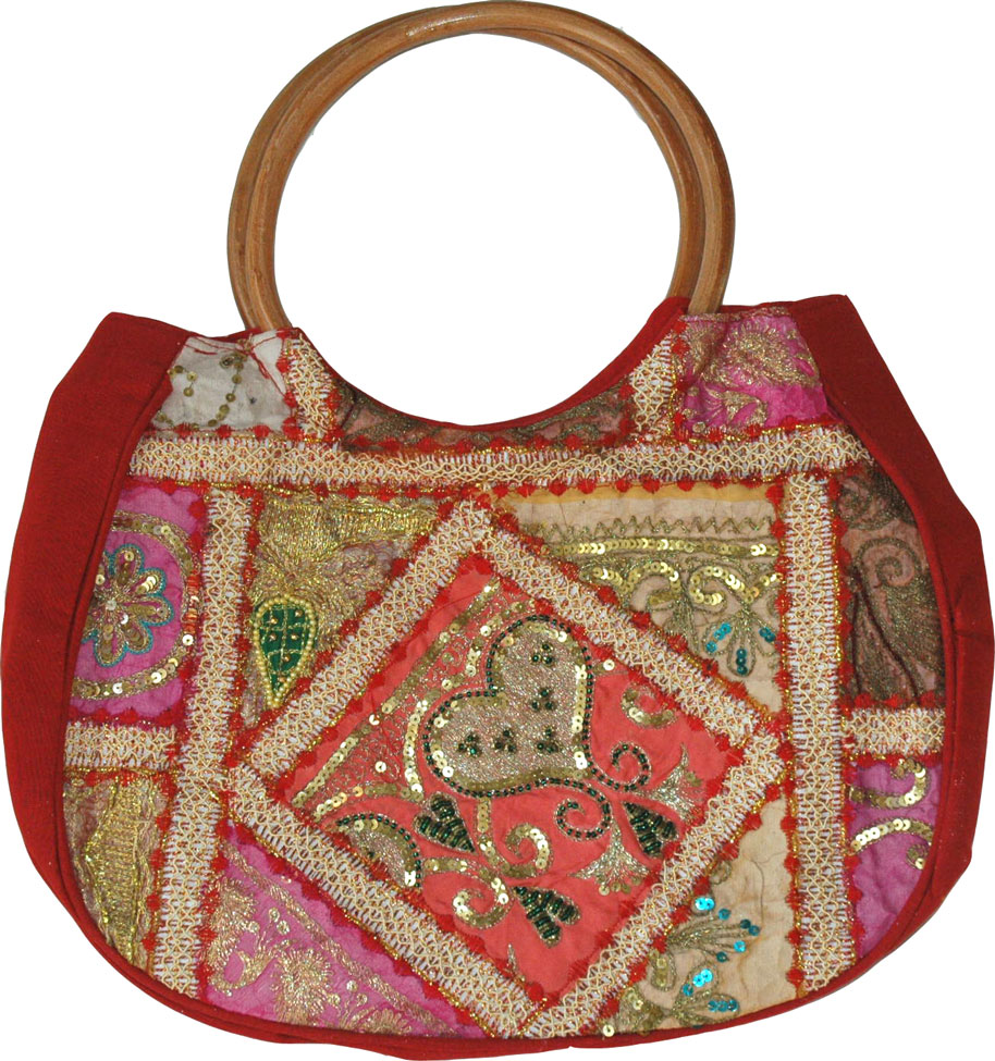 Red Patchwork Sequined Bag