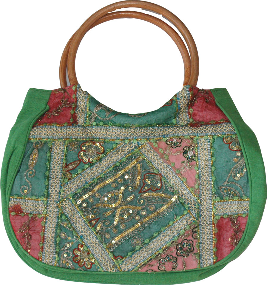 Green Patchwork Sequined Purse Bag
