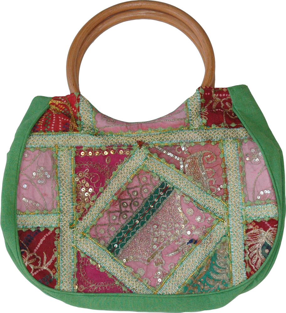 Green Patchwork Sequined Purse Bag