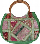 Green Patchwork Sequined Purse Bag