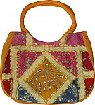 Mustard Patchwork Sequined Purse Bag