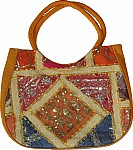 Mustard Patchwork Sequined Purse Bag
