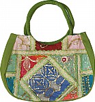 Green Patchwork Sequined Purse Bag