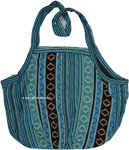 Ethnic Turquoise Cotton Boho Shoulder Tote