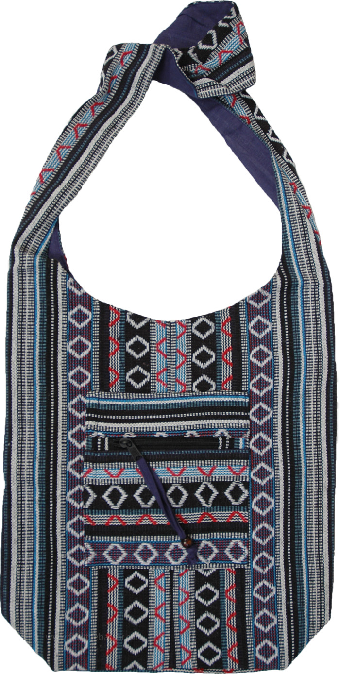 Blue Hippie Messenger Woven Nepali Cotton Bag