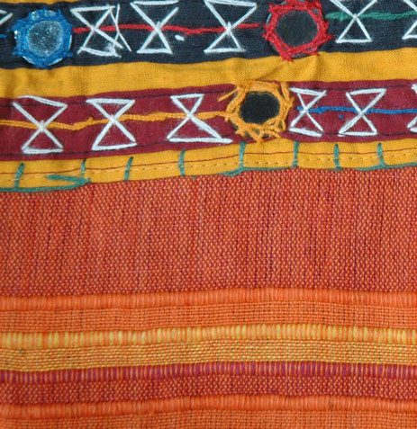 Embroidered Purse in Orange with Mirrors