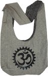 Om Vector Symbol Grey Black Cotton Shoulder Bag