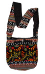 Hobo Black Side Shoulder Bag with Embroidery