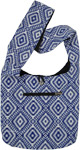 Carpet Weave Boho Sling Bag in Blue and White [8104]