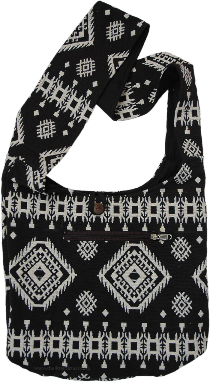 Black and White Hippie Dari Weave Boho Shoulder Bag | Purses-Bags ...