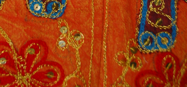 Ethnic Embroidered Elephant Orange Gold Handbag