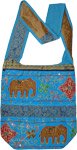 Malibu Blue Boho Cross Body Bag with Sequin Accents