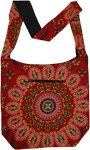 Ethnic Mandala Print Red Cotton Shoulder Bag