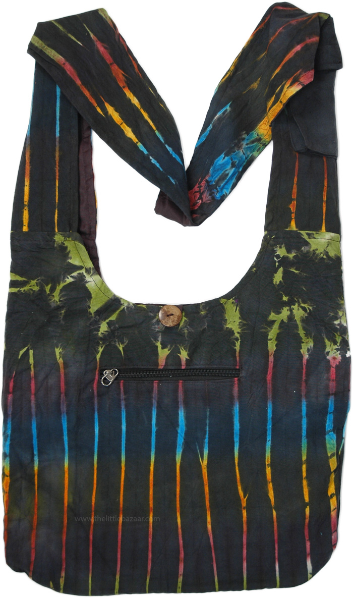 Rainbow Stripes Tie Dye Cotton Shoulder Bag