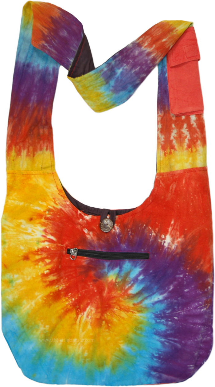 Dreamy Color Burst Tie Dye Cotton Shoulder Bag