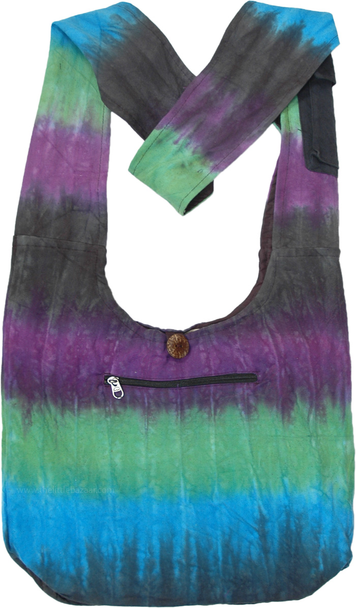 Tidal Hippie Cotton Shoulder Bag with Tie Dye