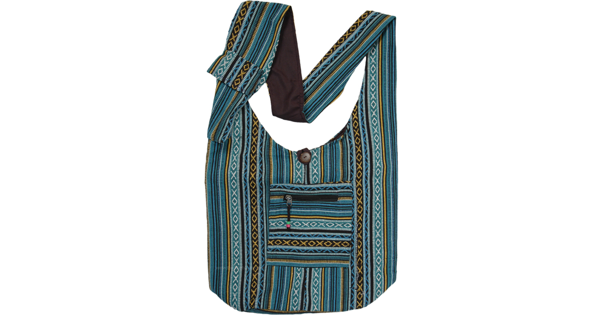 AVAASA Ikat Print Shoulder Bag For Women (Navy, OS)