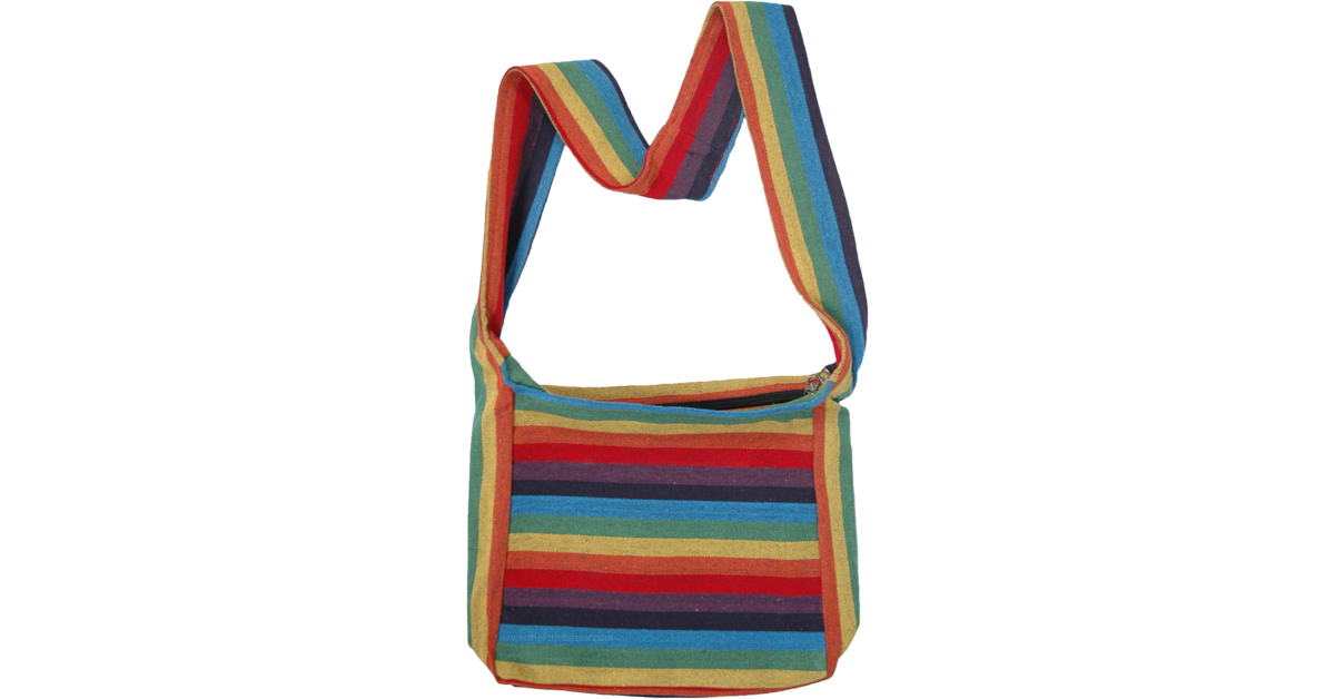 Rainbow Cross Body Cotton Hippie Shoulder Bag Rainbow Cross Body Cotton Hippie Shoulder Bag