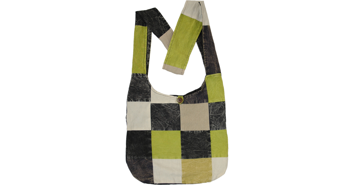 Green Moss Stonewashed Crossbody Patchwork Bag PursesBags Green