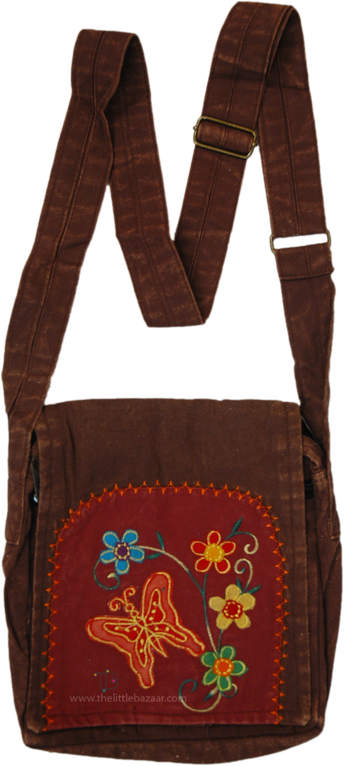 Butterfly Garden Boho Messenger Flap Bag