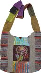 Hippie Cotton Handbag with Dreamcatcher Print [8982]