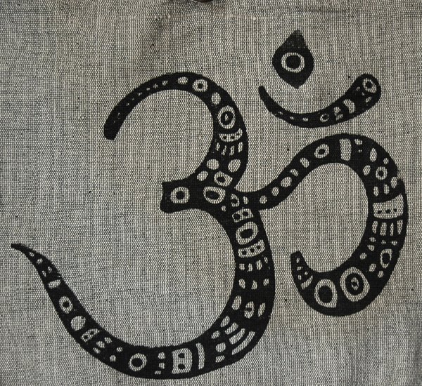 Sacred Om Grey Cotton Yoga Shoulder Bag