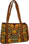 Earth Lovers Floral Brown Suede Laptop Bag
