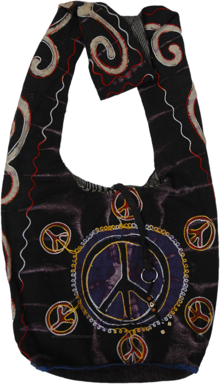 Hippie Peace Lovers Sack Hobo Bag