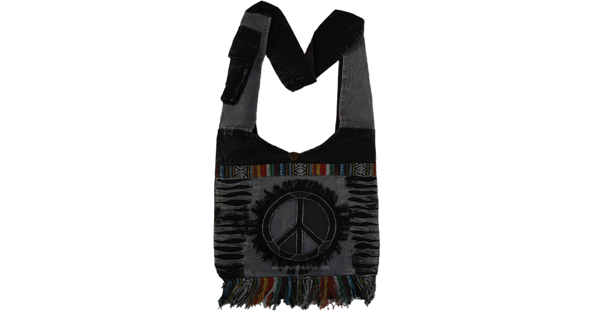 The Witchy Hippie Peace Shoulder Hobo Bag | Purses-Bags | Black ...