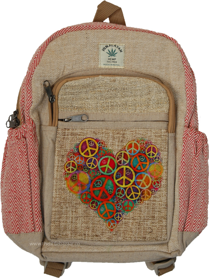 Peace and Love Cotton Stylish Hippie Backpack