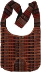 Brown Striped Shoulder Bag with Razor Cut [9645]