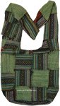 Green Shoulder Bag with Tribal Prints  [9683]
