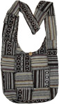 Black and White Shoulder Bag with Tribal Prints  [9684]