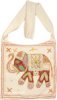 Boho Sling Bag in Creamy White Punch with Embroidered Elephant