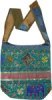 Zari and Thread Embroidery Aqua Green Hippie Bag