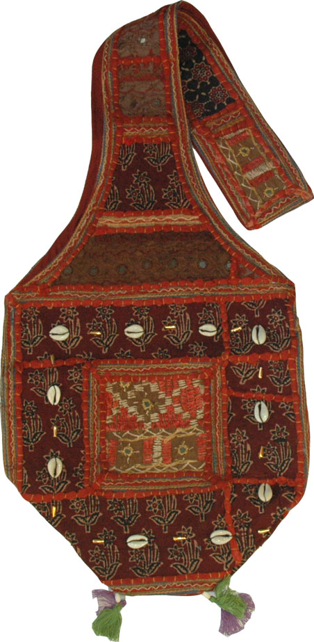 Embroidered Satchel Red Hues