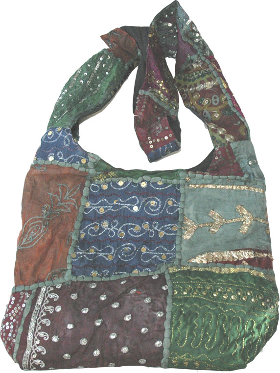 Patchwork and Sequins Handbag Purse