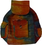 Rustic Rainbow Tie-Dye Jute Drawstring Backpack