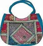 Blue Patchwork Sequined Purse Bag